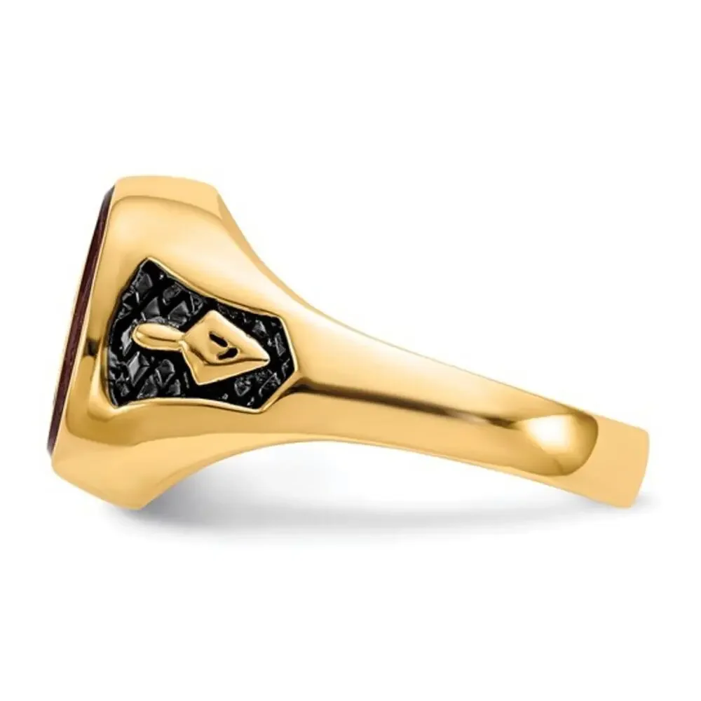14k Gold Men's Lab Created Ruby Masonic Ring
